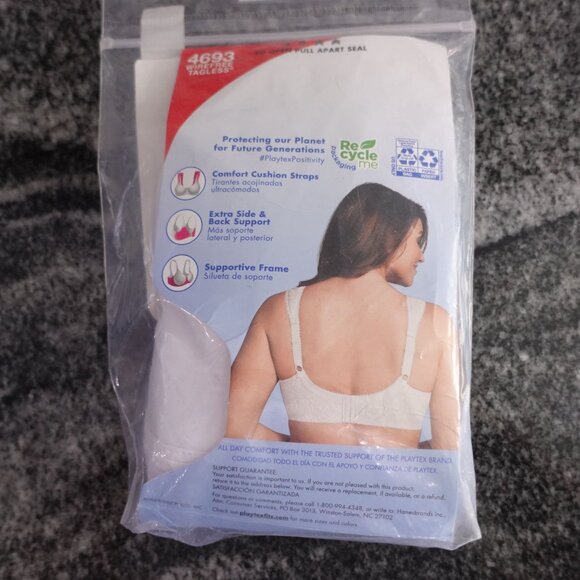 Playtex 18 Hour Ultimate Shoulder Comfort Wireless Bra White Size 44DDD 4693 - Picture 6 of 6